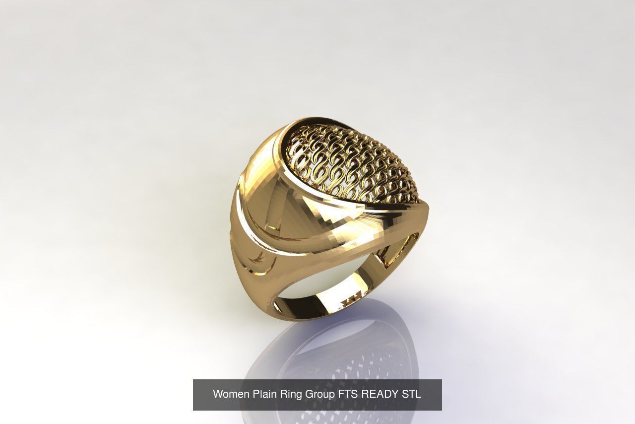 32 Women Ring Womens Rings Plain Models STL 3D Model Collection_6