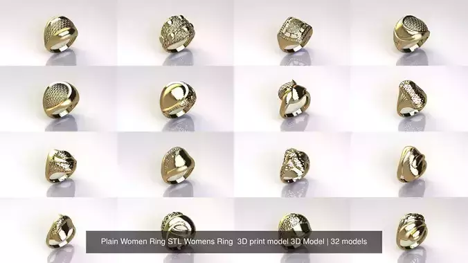 32 Women Ring Womens Rings Plain Models STL 