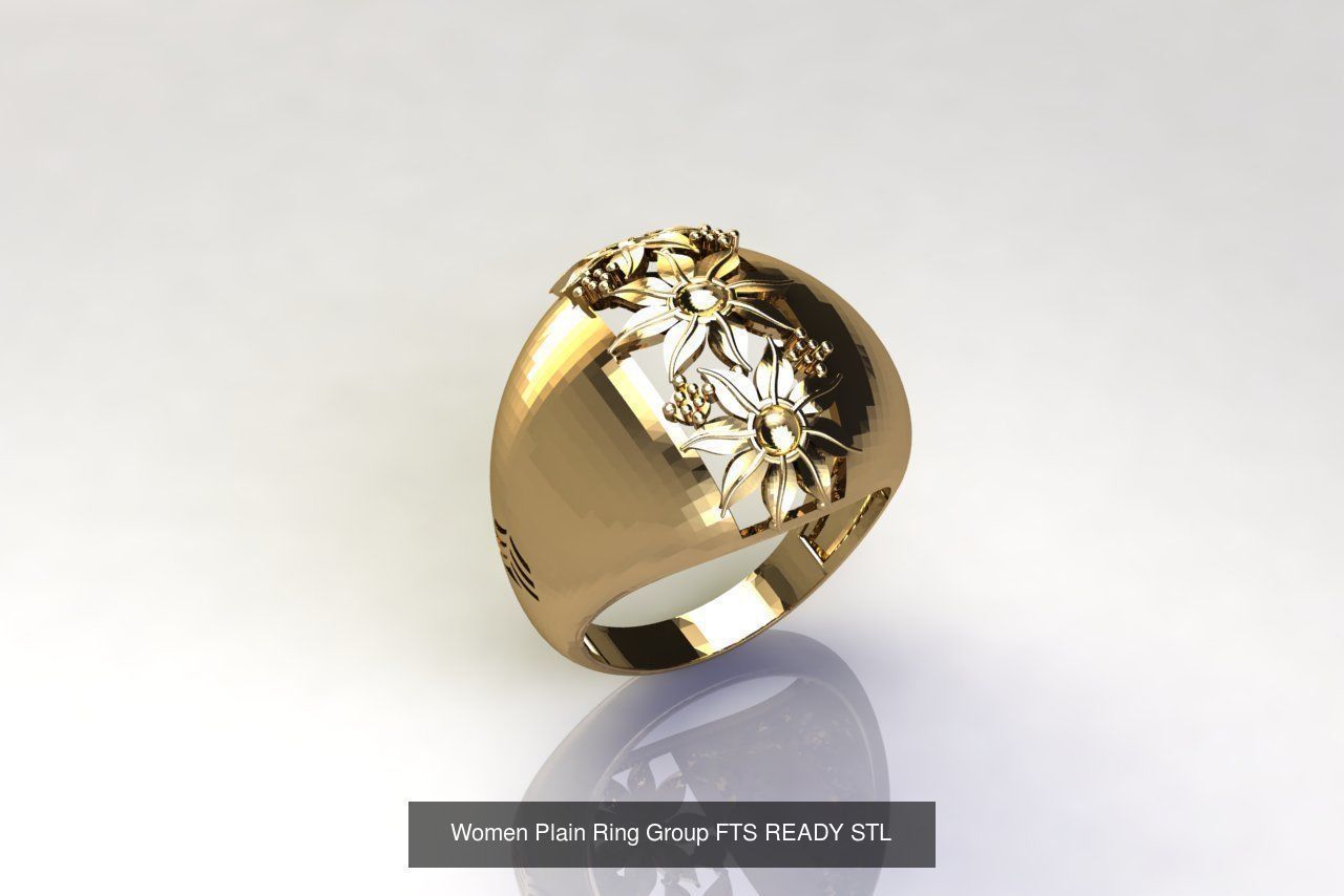 32 Women Ring Womens Rings Plain Models STL 3D Model Collection_21