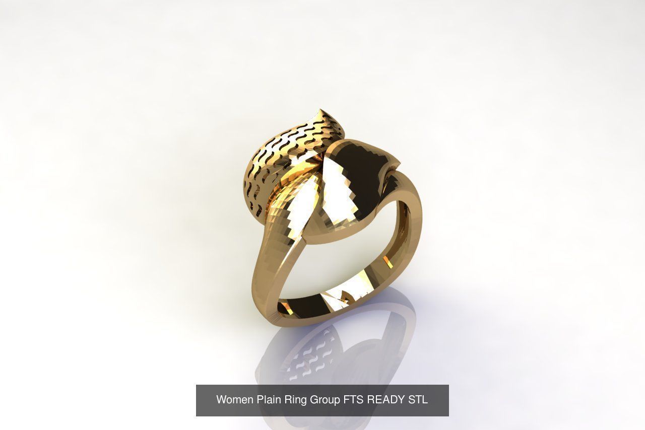 32 Women Ring Womens Rings Plain Models STL 3D Model Collection_9