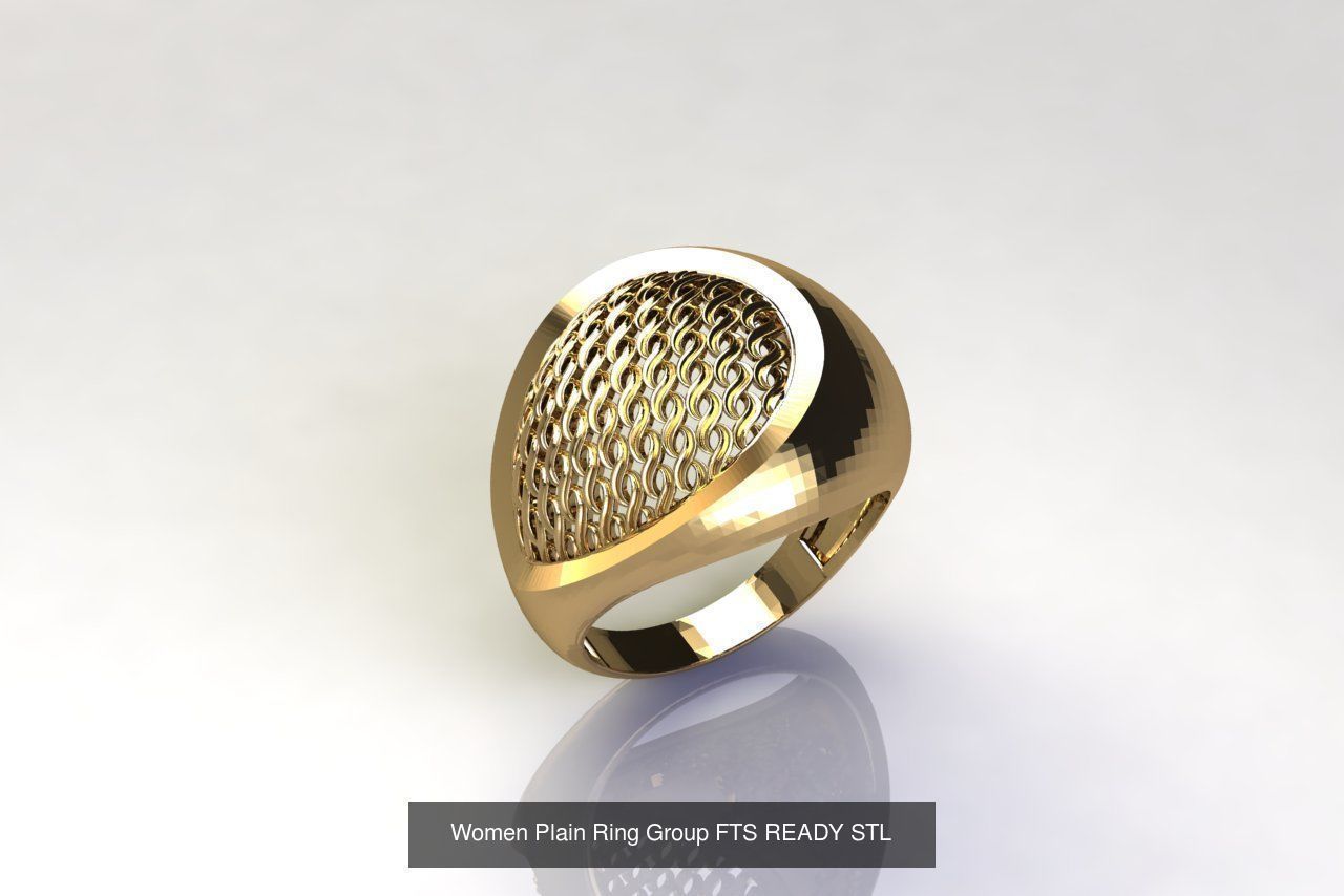 32 Women Ring Womens Rings Plain Models STL 3D Model Collection_7