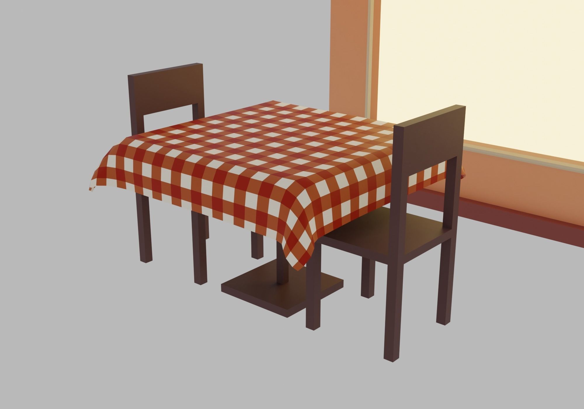 Pizzeria pizza shop with tables and chairs Low-poly 3D model_5