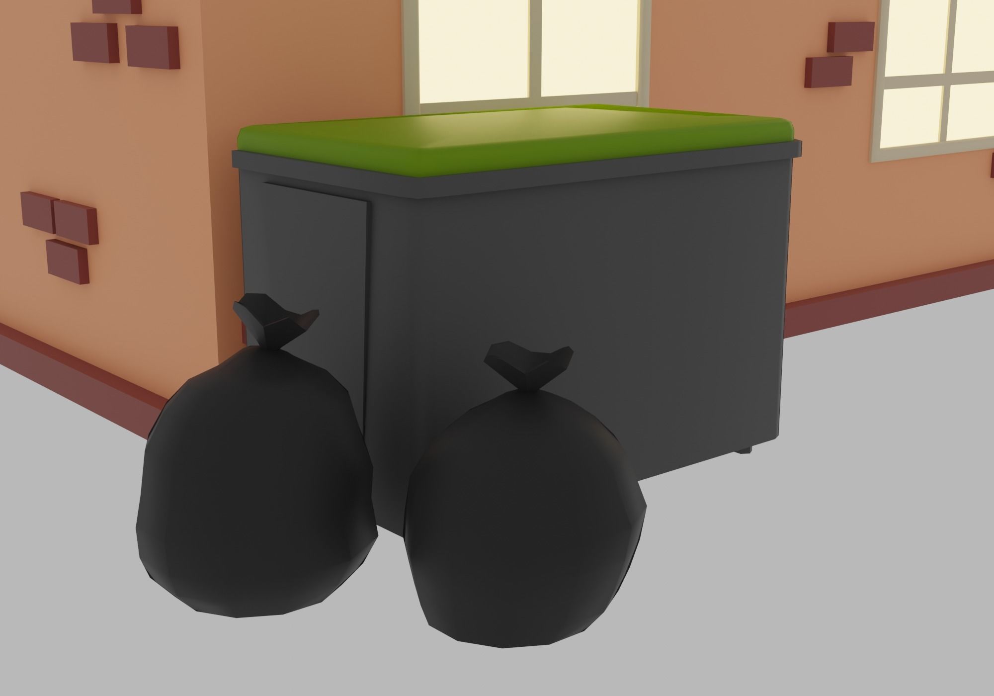 Pizzeria pizza shop with tables and chairs Low-poly 3D model_12