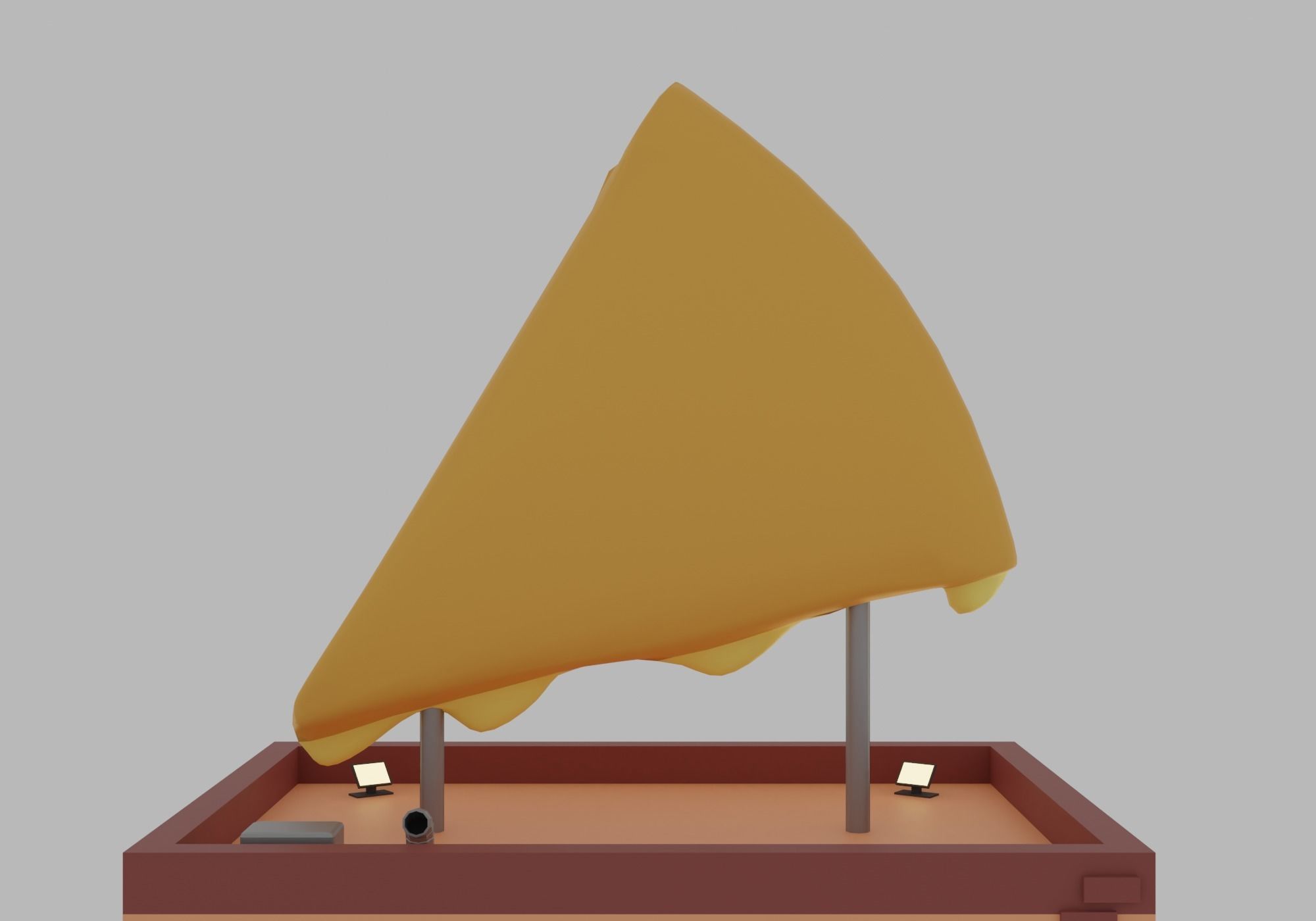 Pizzeria pizza shop with tables and chairs Low-poly 3D model_11