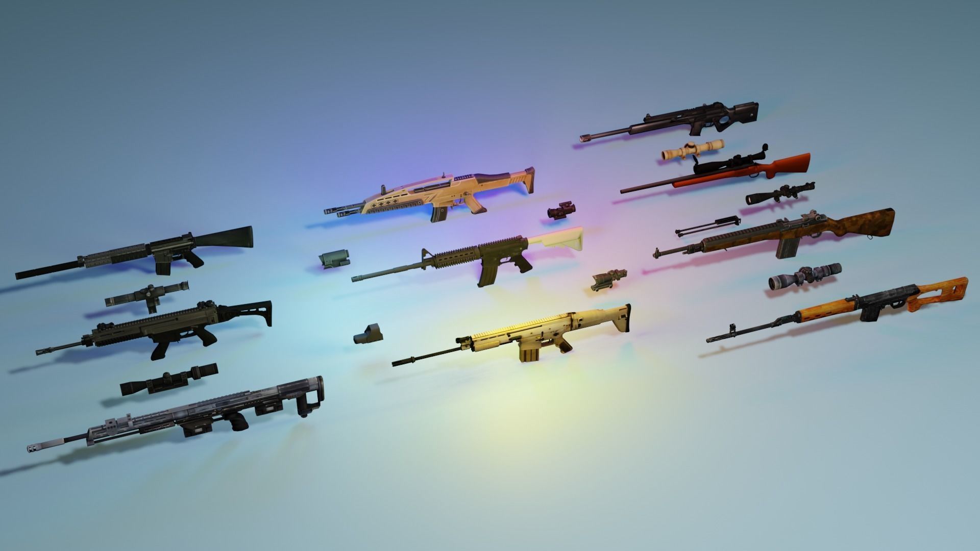 REAL WEAPONS AND SCOPES  Low-poly 3D model_1