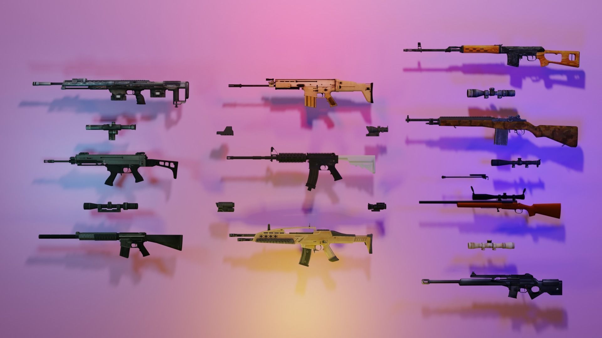 REAL WEAPONS AND SCOPES  Low-poly 3D model_2