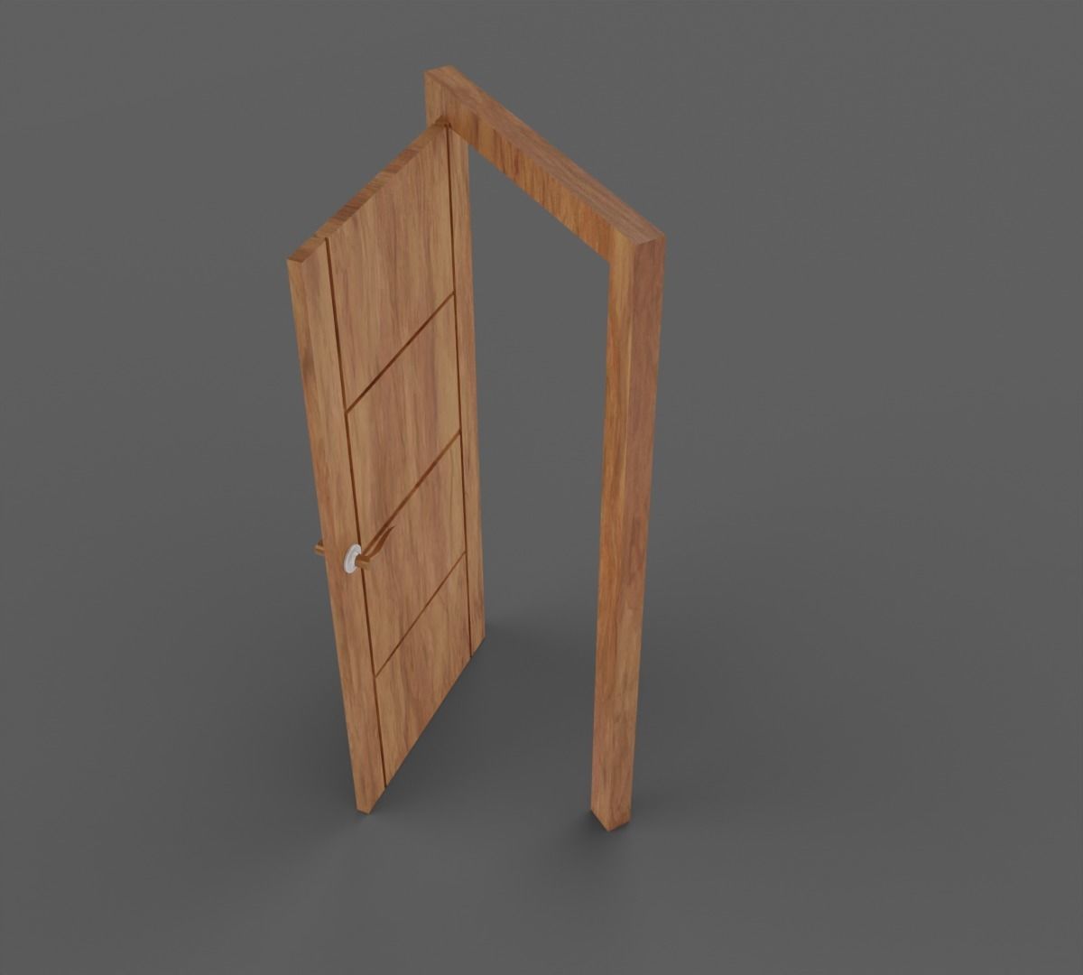 Wooden High Poly Door 3D model_12