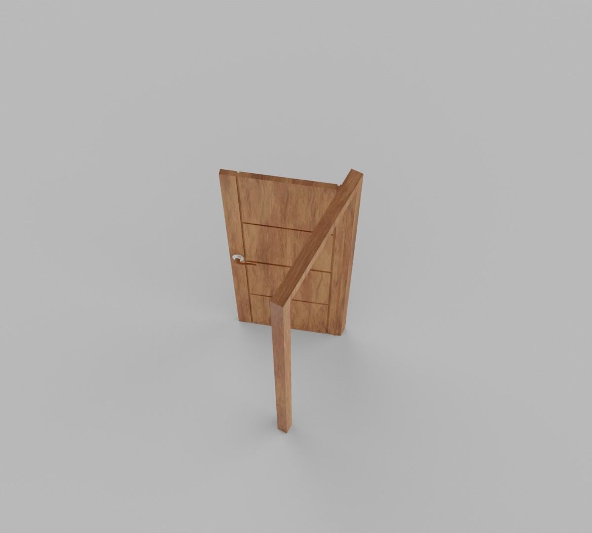 Wooden High Poly Door 3D model_14