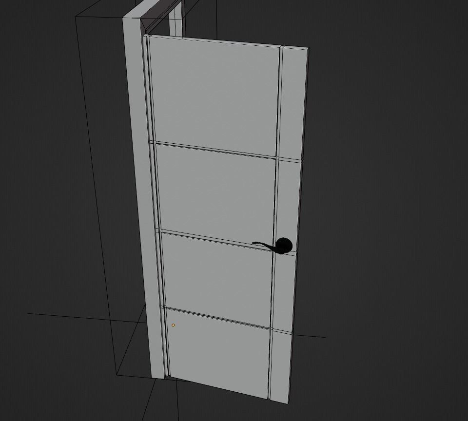 Wooden High Poly Door 3D model_2