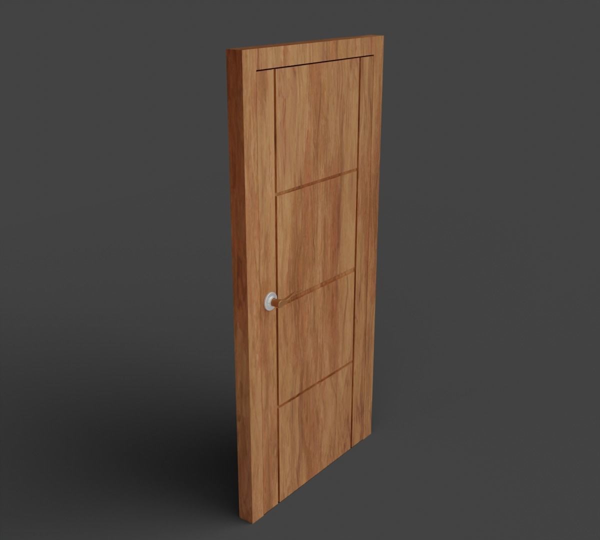 Wooden High Poly Door 3D model_6