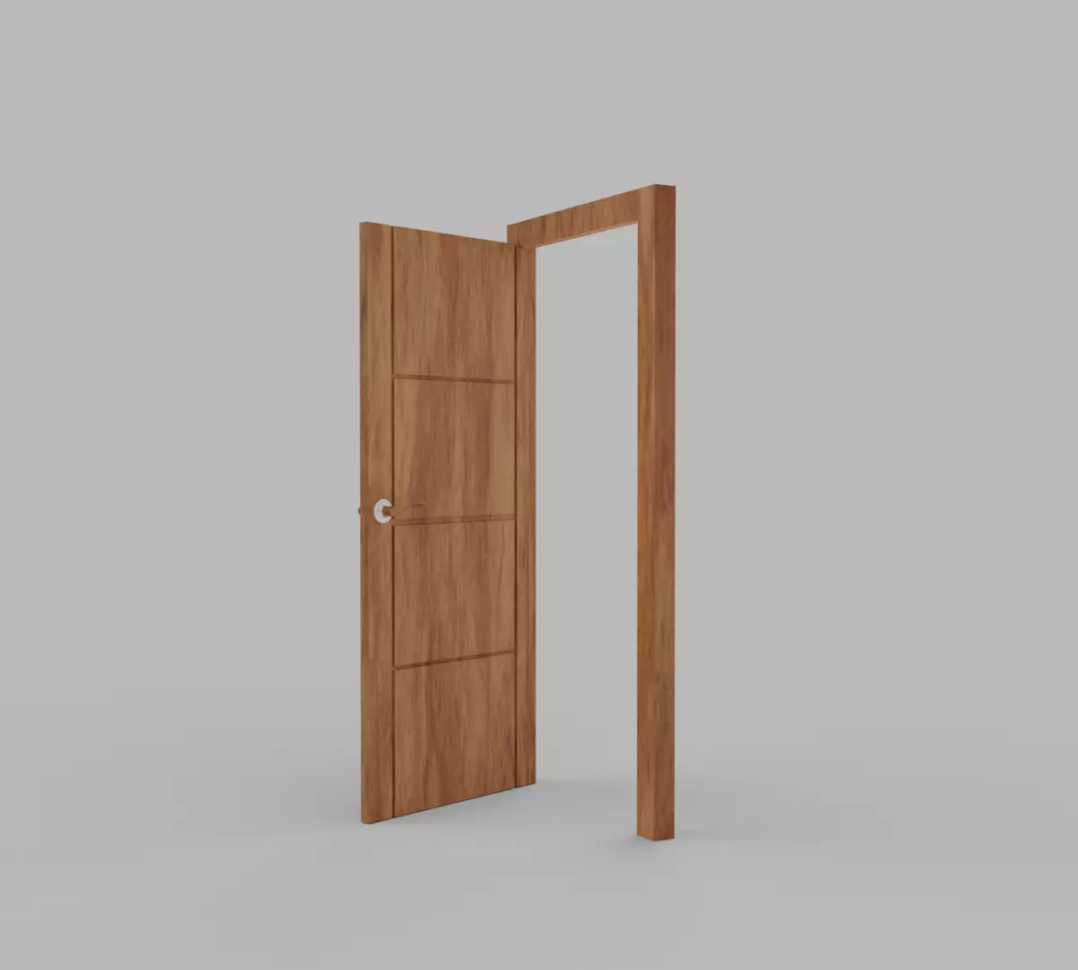 Wooden High Poly Door 3D model_0