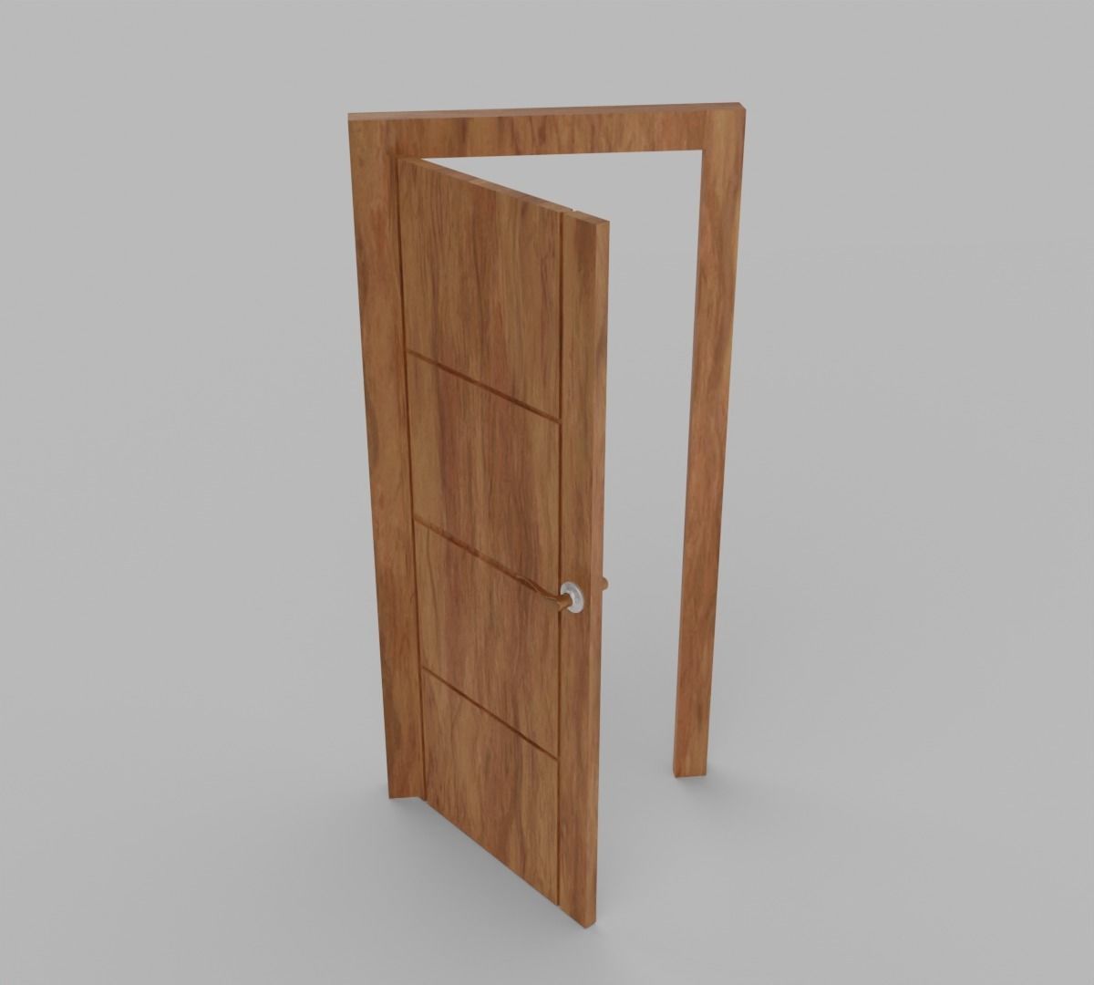 Wooden High Poly Door 3D model_10