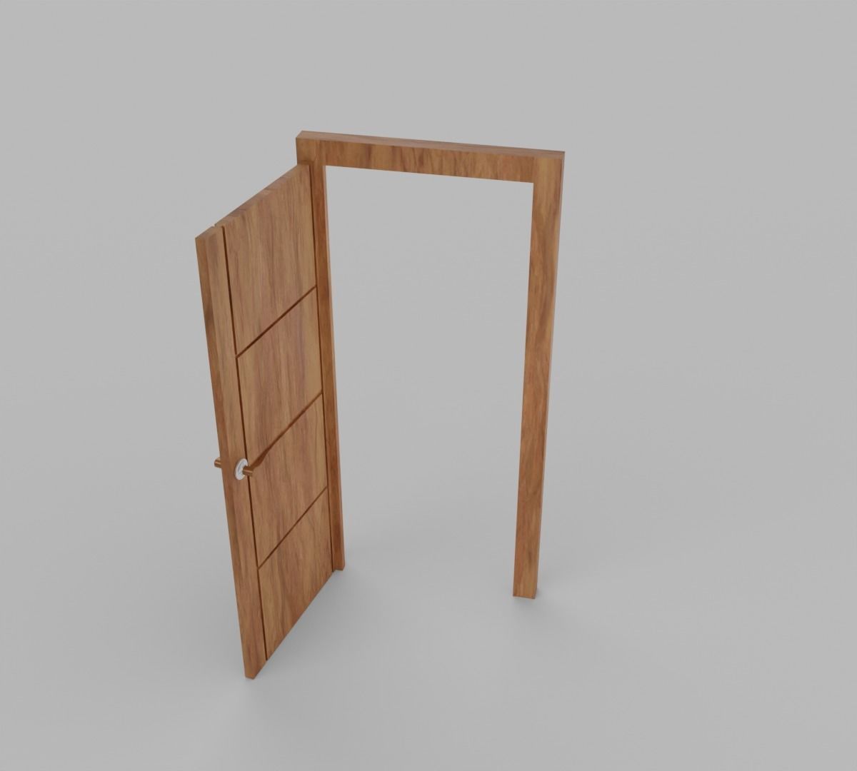 Wooden High Poly Door 3D model_1