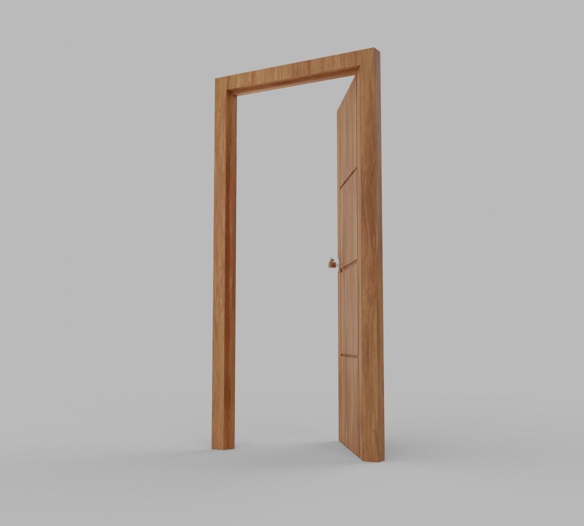 Wooden High Poly Door 3D model_4