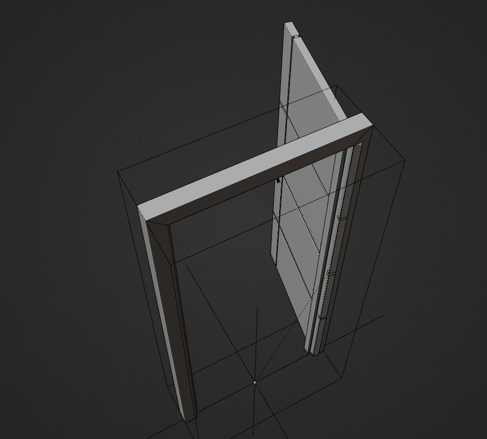 Wooden High Poly Door 3D model_3