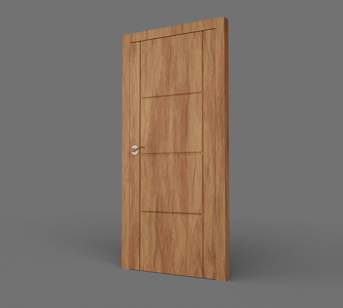 Wooden High Poly Door 3D model_11