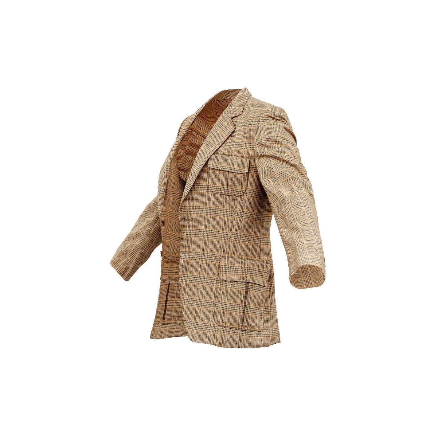 Suit C Vest Open Low-poly 3D model_12