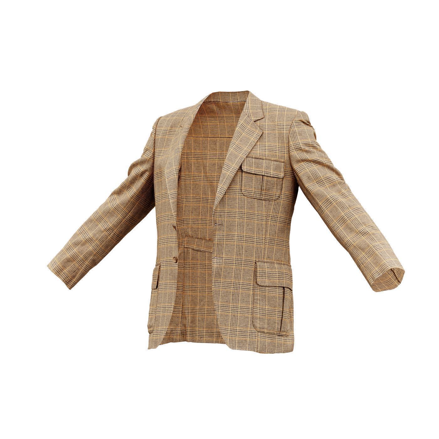 Suit C Vest Open Low-poly 3D model_13