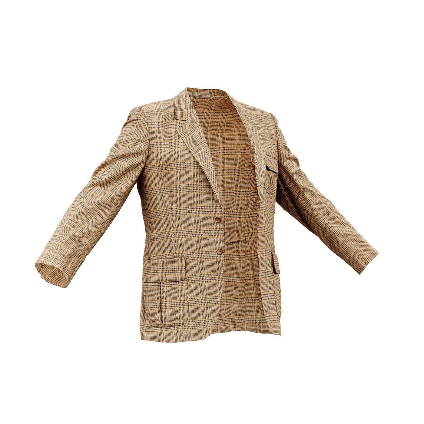 Suit C Vest Open Low-poly 3D model_3