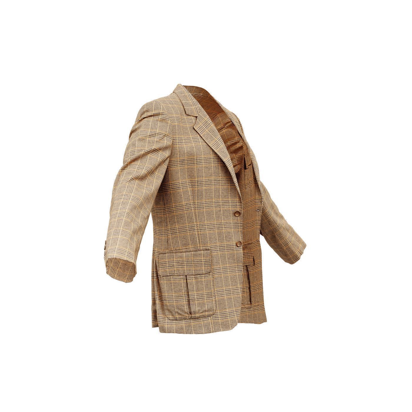 Suit C Vest Open Low-poly 3D model_4