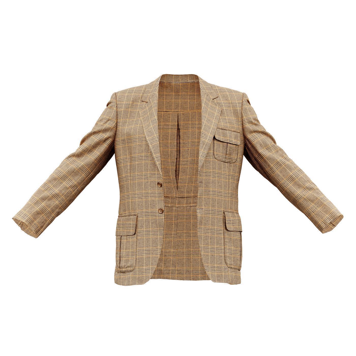 Suit C Vest Open Low-poly 3D model_2