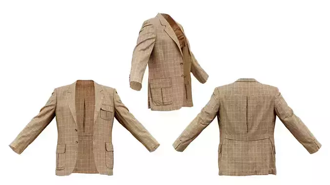 Suit C Vest Open Low-poly 3D model