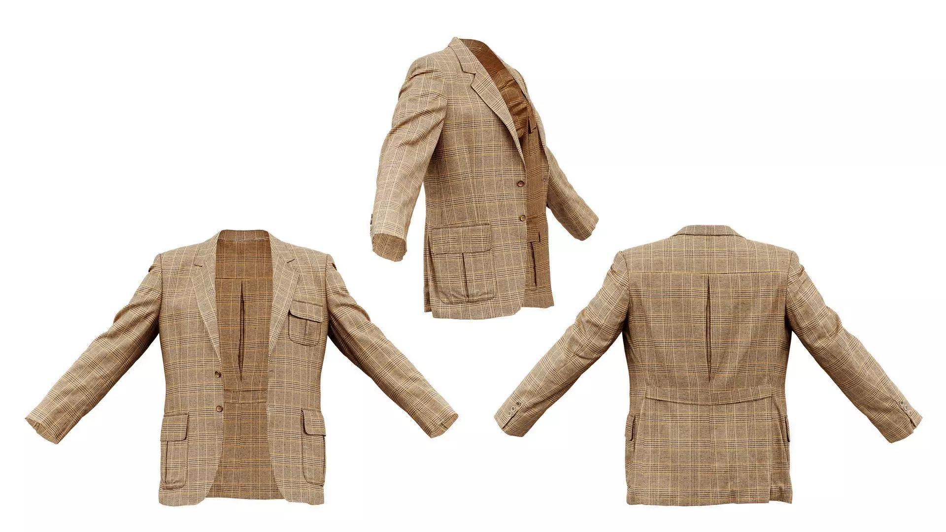 Suit C Vest Open Low-poly 3D model_0