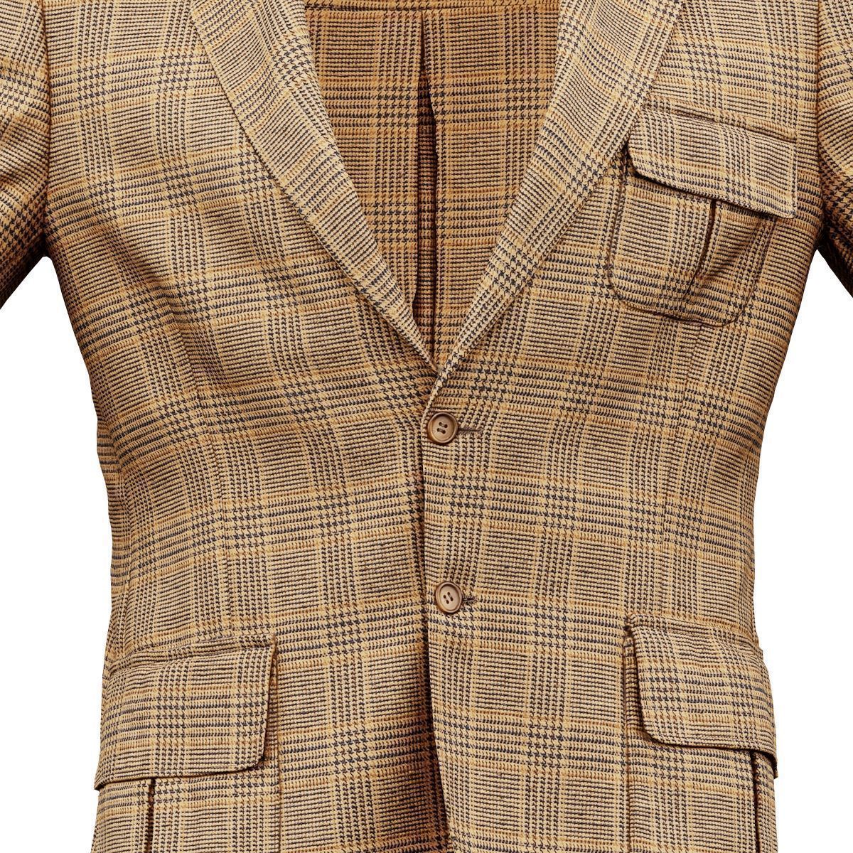 Suit C Vest Low-poly 3D model_1