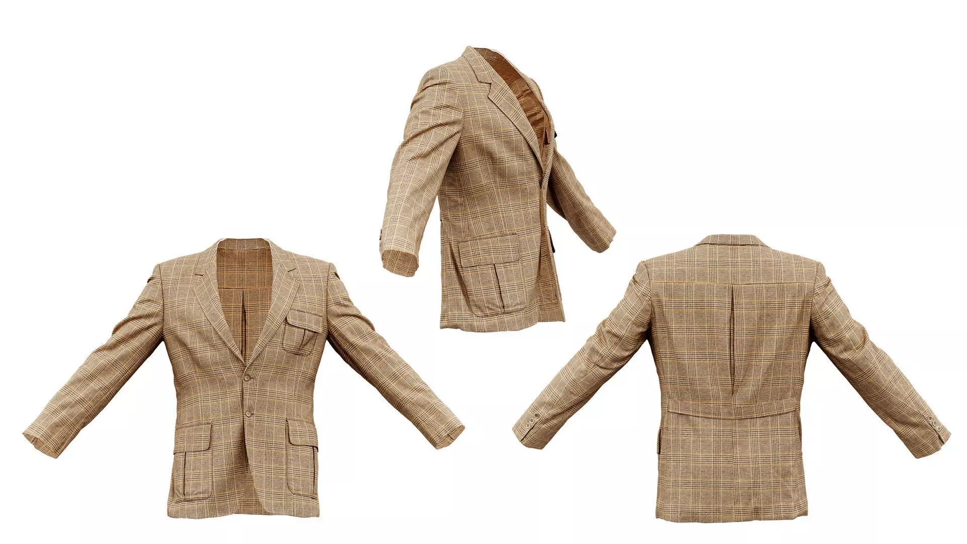 Suit C Vest Low-poly 3D model_0