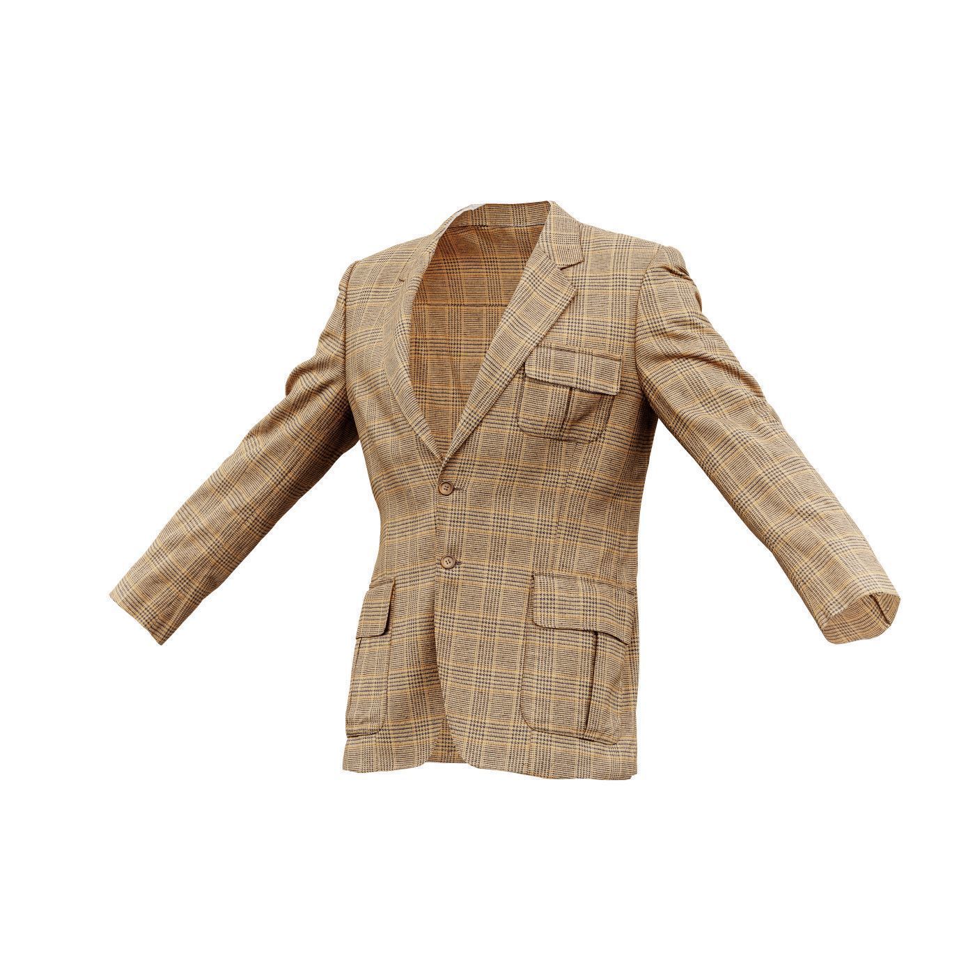 Suit C Vest Low-poly 3D model_13