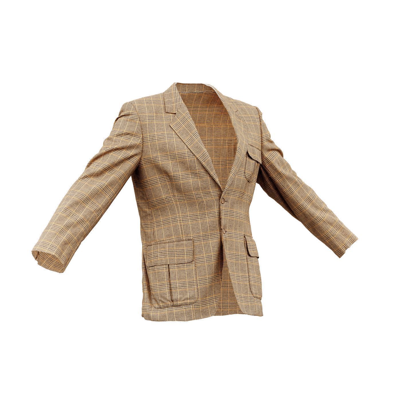 Suit C Vest Low-poly 3D model_3