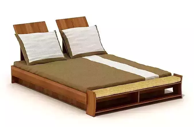 Modern Minimalistic Bed With Individual Headboards 3D model