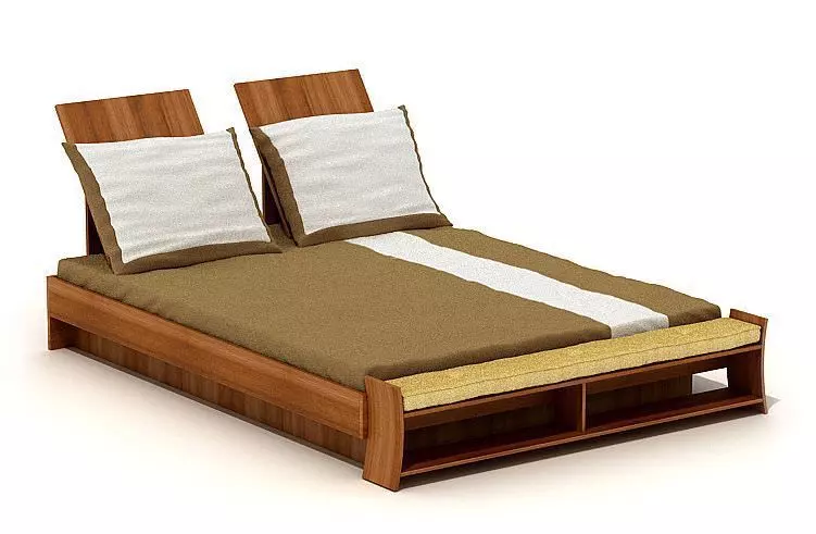 Modern Minimalistic Bed With Individual Headboards 3D model_0