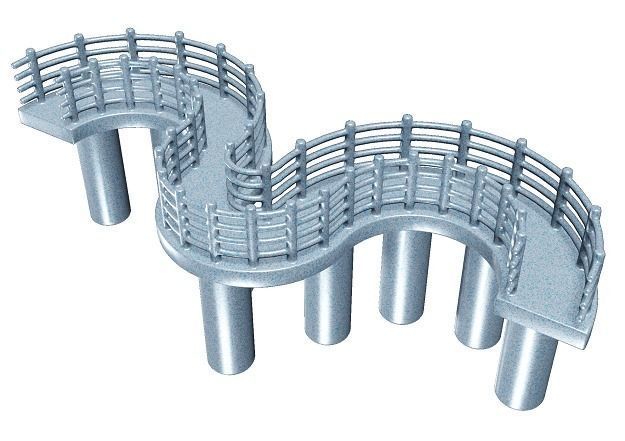 Spectacular Curve Bridge Low-poly 3D model_1