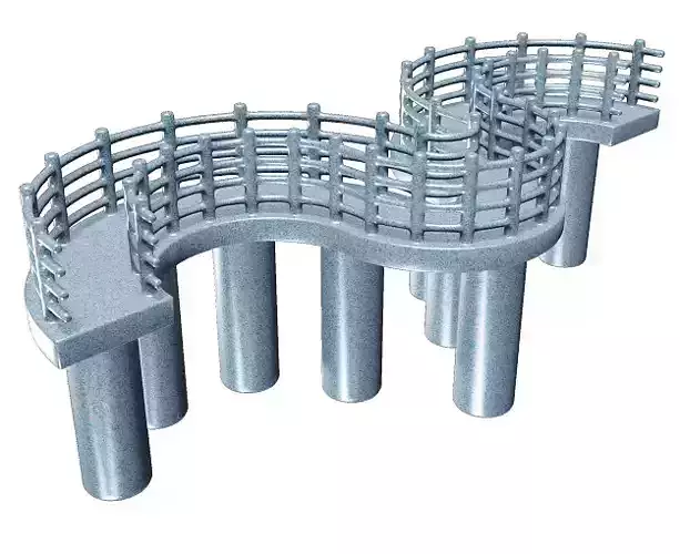 Spectacular Curve Bridge Low-poly 3D model