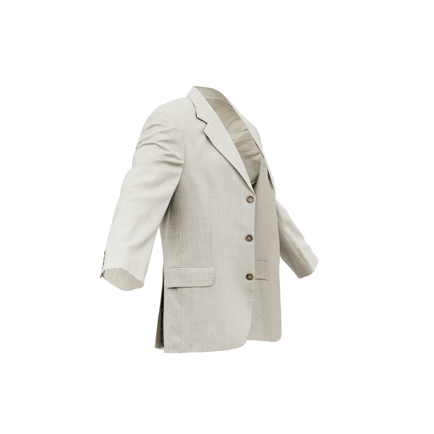 Suit B Vest Open Low-poly 3D model_4