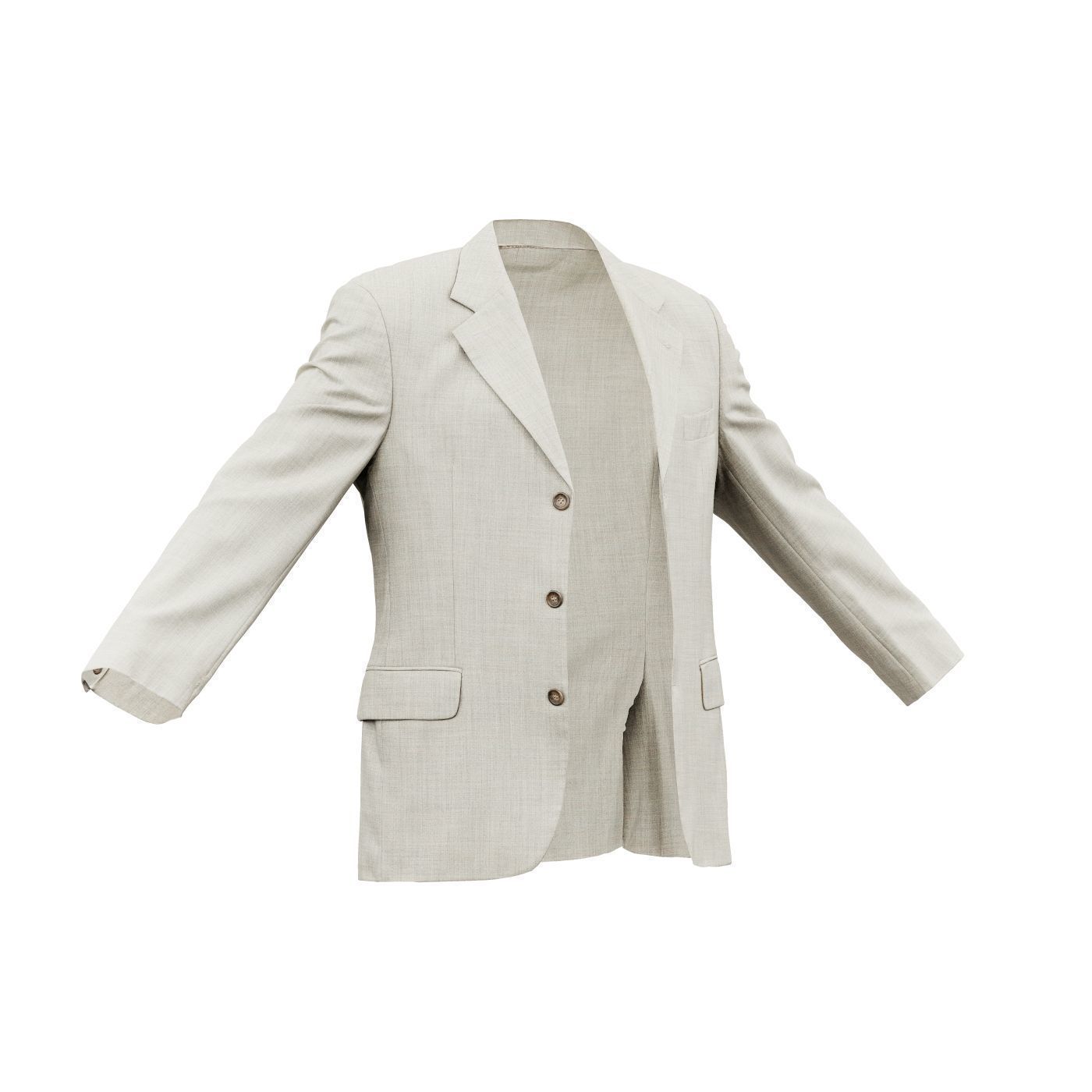 Suit B Vest Open Low-poly 3D model_3