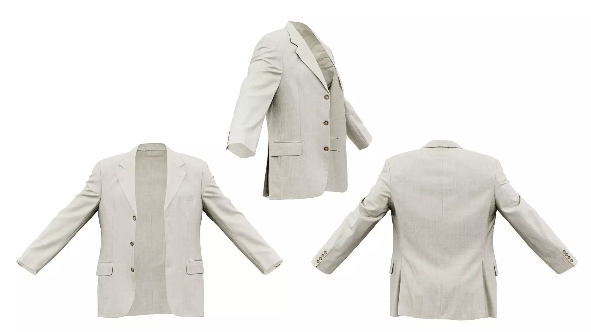 Suit B Vest Open Low-poly 3D model_0