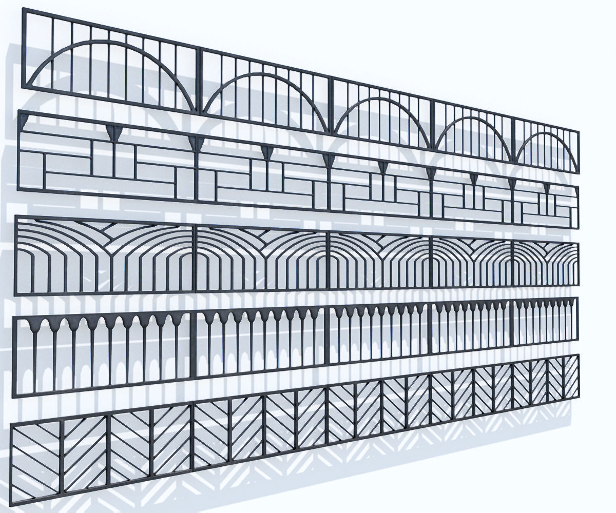 CastIron Fence Pack Low-poly 3D model_17