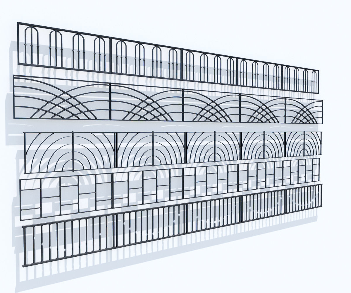 CastIron Fence Pack Low-poly 3D model_16