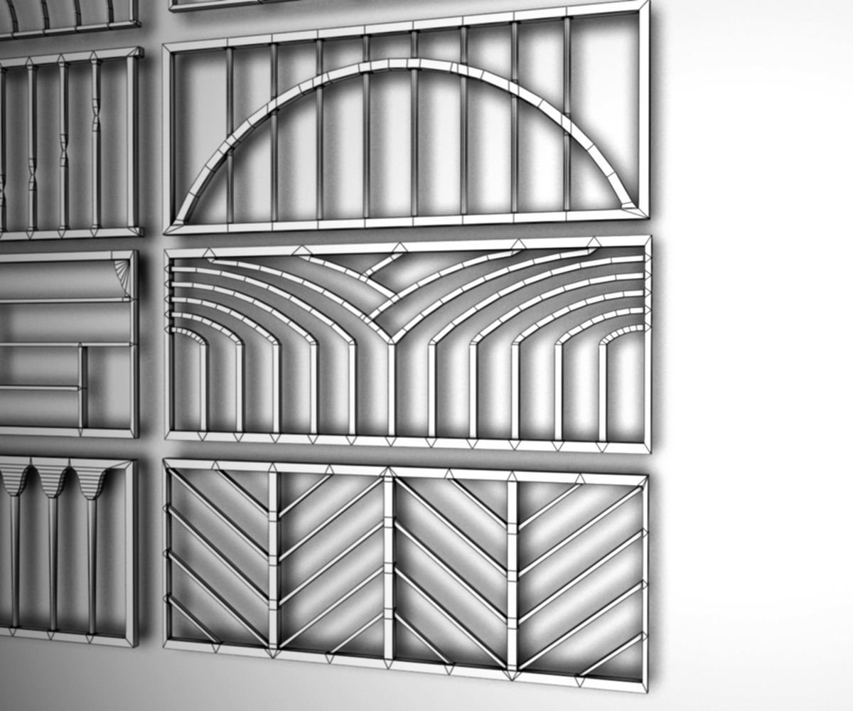 CastIron Fence Pack Low-poly 3D model_15