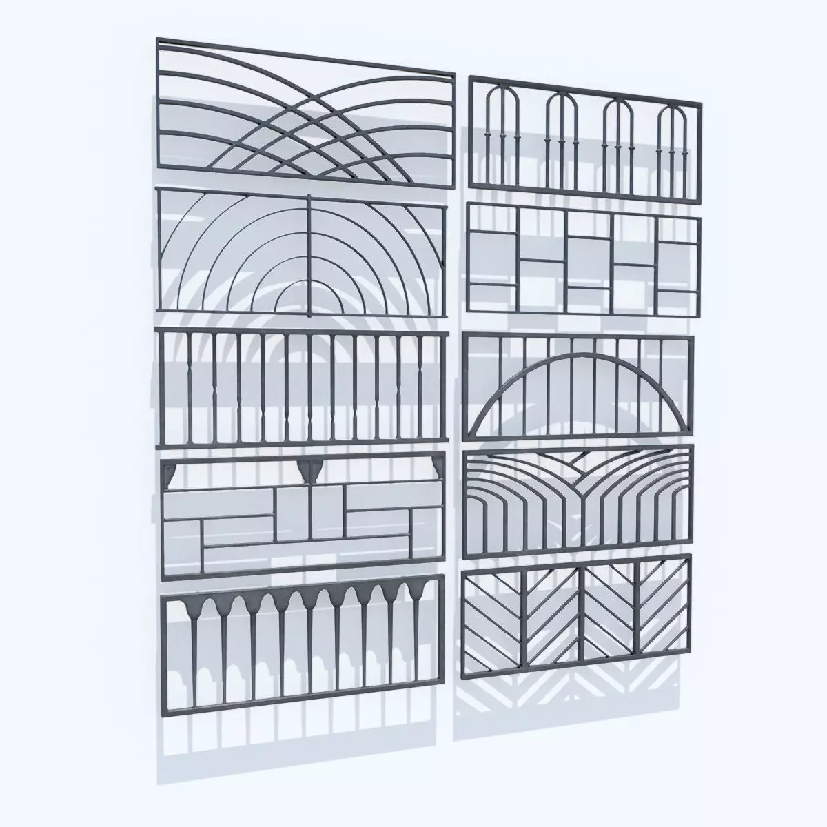 CastIron Fence Pack Low-poly 3D model_0