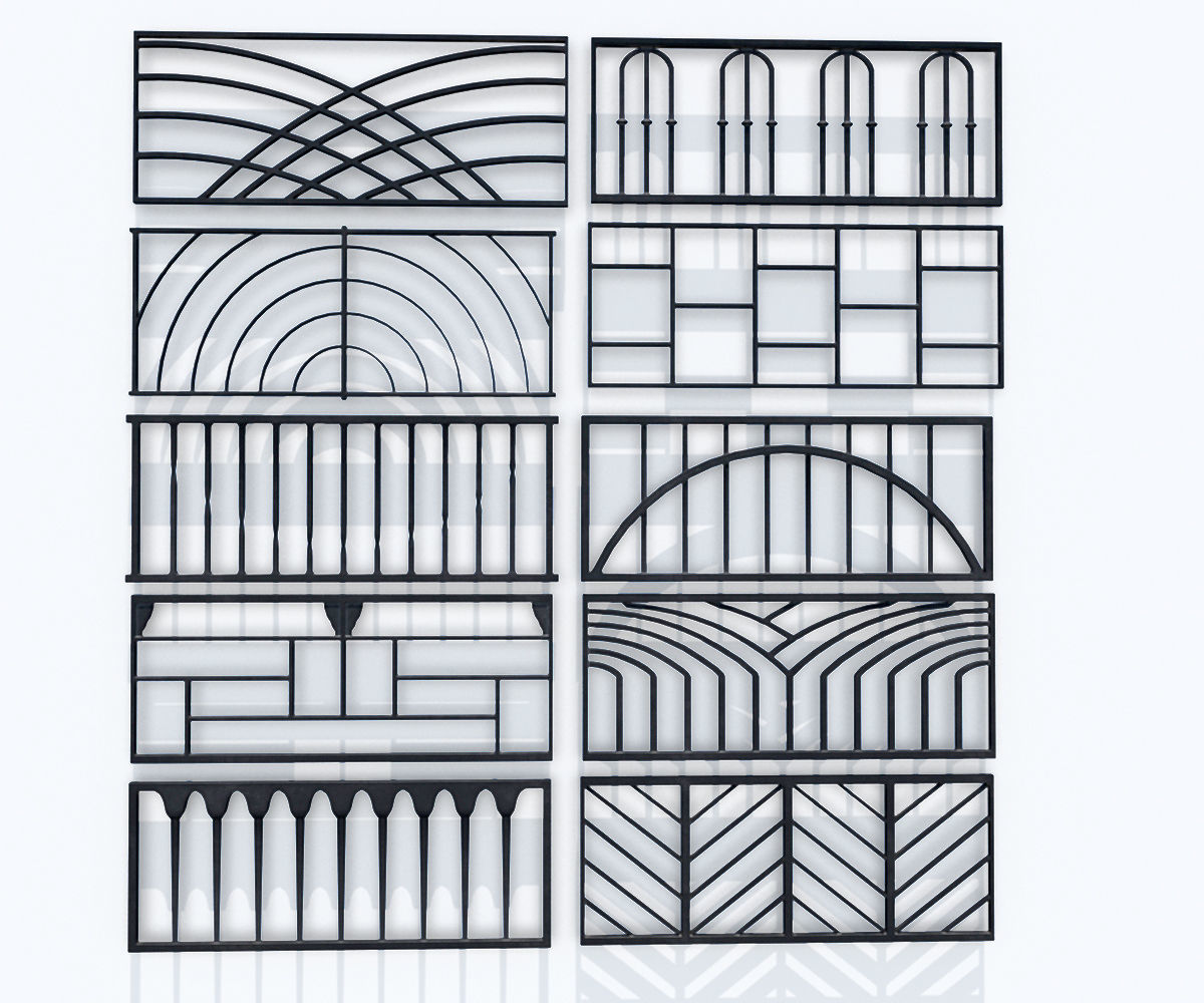 CastIron Fence Pack Low-poly 3D model_1