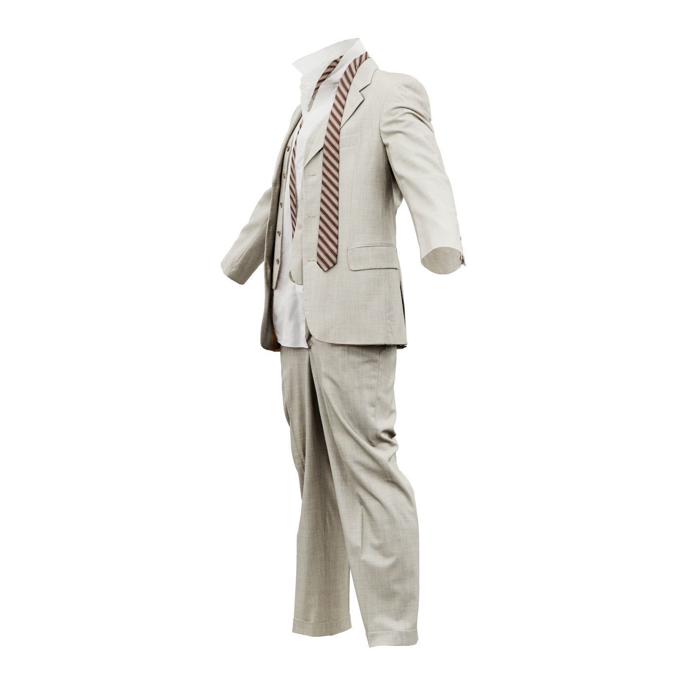 Suit B Full Undone Low-poly 3D model_12