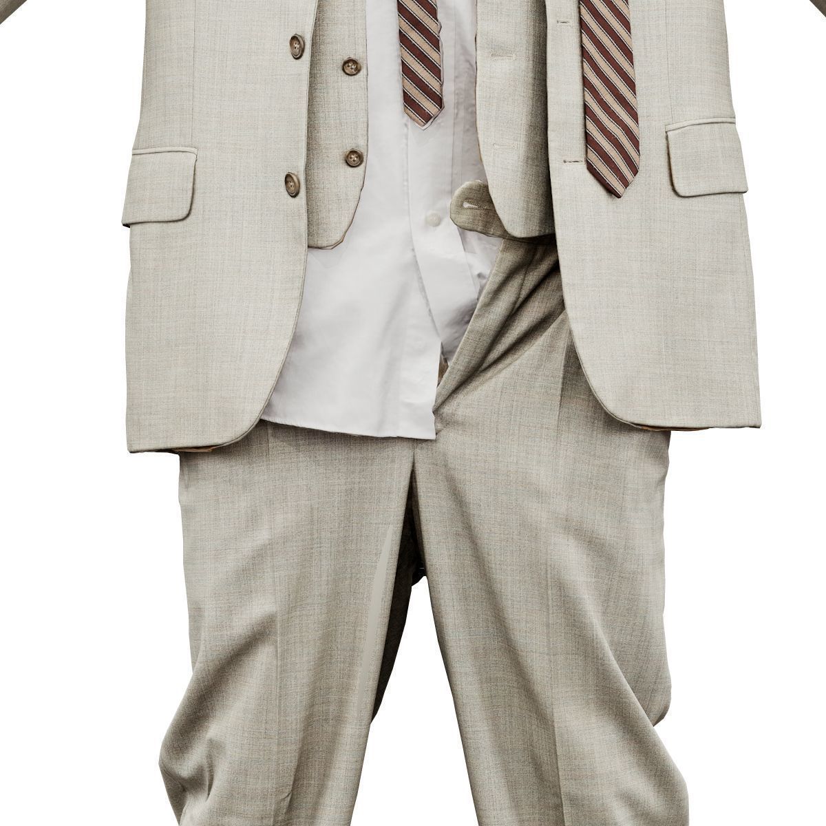 Suit B Full Undone Low-poly 3D model_1