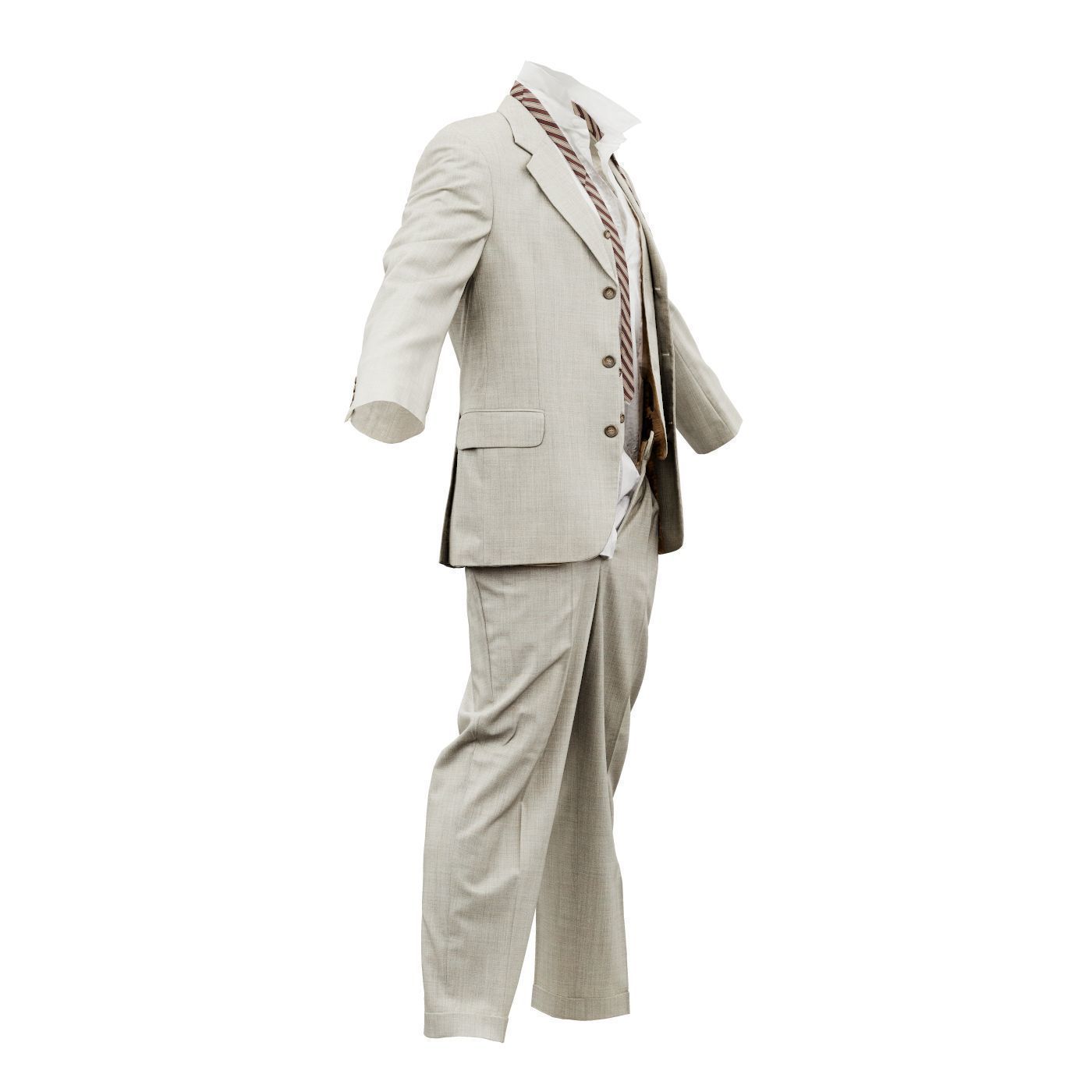 Suit B Full Undone Low-poly 3D model_4