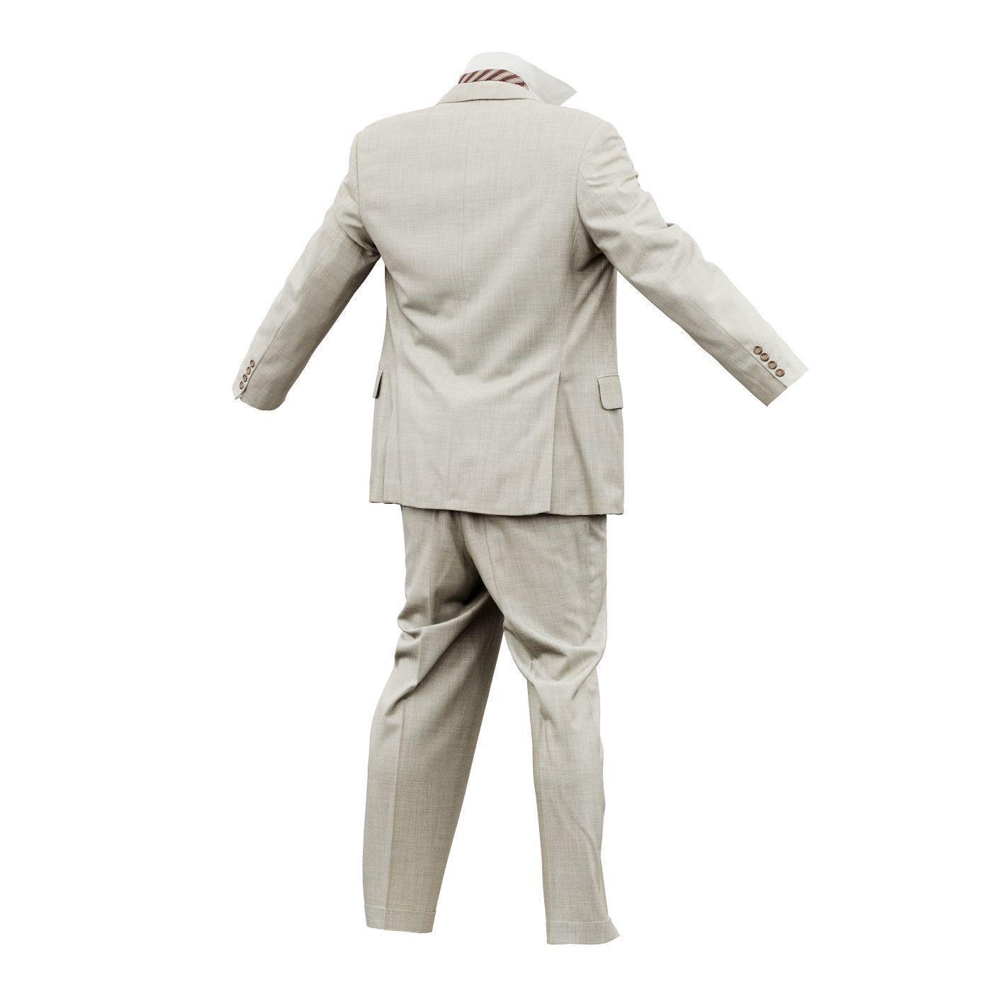 Suit B Full Undone Low-poly 3D model_7