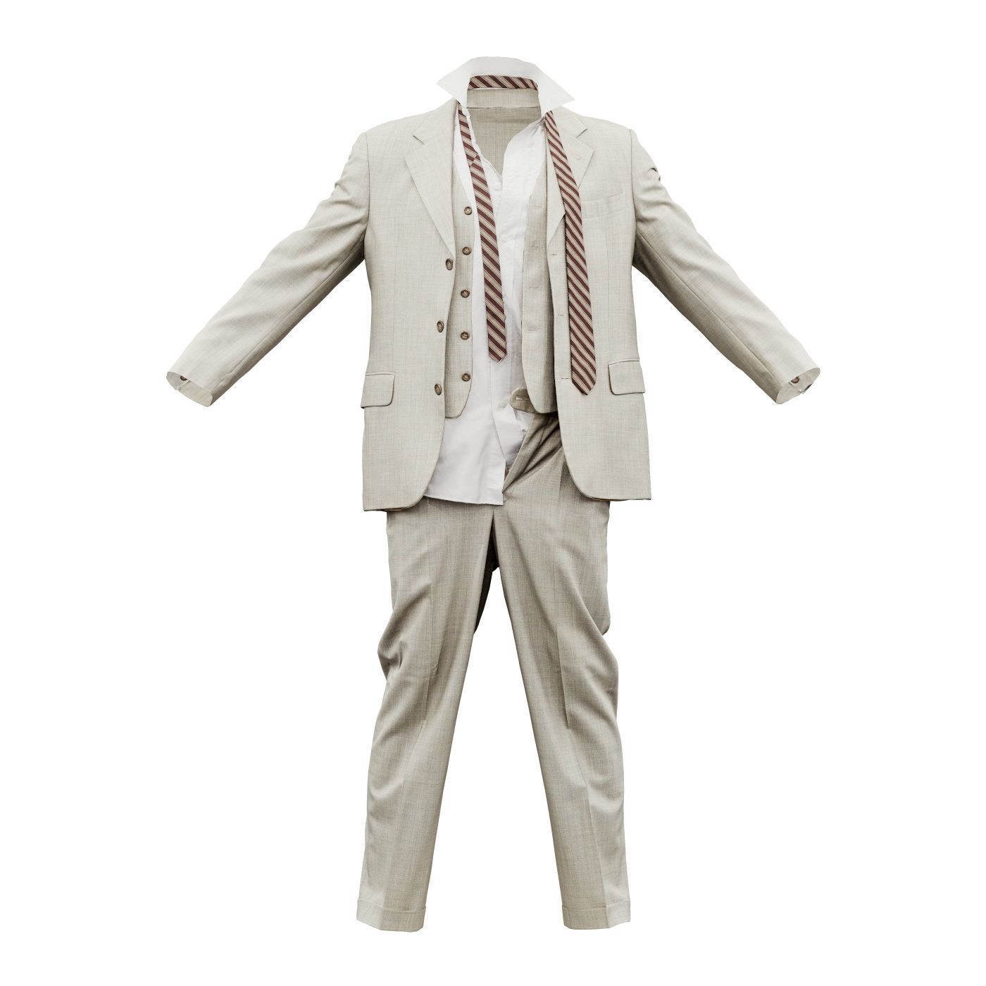 Suit B Full Undone Low-poly 3D model_2