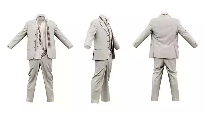 Suit B Full Undone Low-poly 3D model