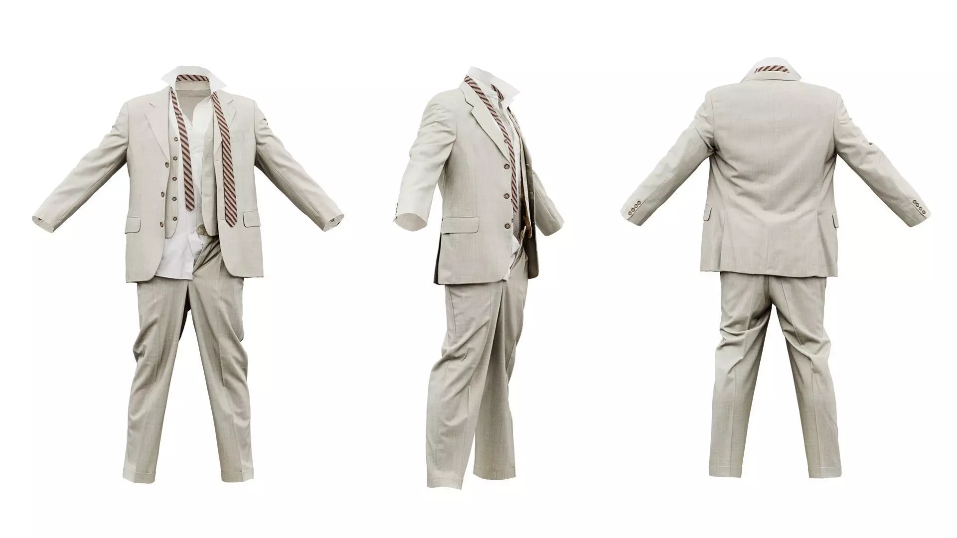 Suit B Full Undone Low-poly 3D model_0